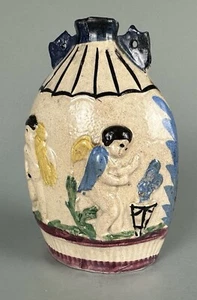 Pratt Ware Early 19thC Spirit Flask Antique British Pottery - Picture 1 of 11
