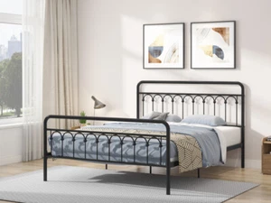 Queen Bed Frame Metal Platform Bed with Headboard Footboard,No Box Spring Needed - Picture 1 of 8
