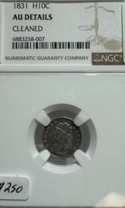 1831 CAPPED BUST HALF DIME SILVER NGC AUALMOST UNCIRCULATED - Picture 1 of 4