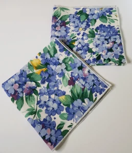 2 Tovaglioli Panno 100% Cotone Blu Giallo Verde Bianco Stampa Floreale 16"x16" Nuovi senza etichette - Foto 1 di 5
