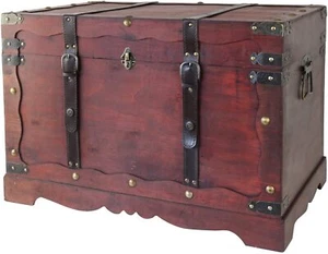 HMF Schatztruhe aus Holz Frankreich 60cm Schatzkiste Truhe Holztruhe Holzkiste - Bild 1 von 4