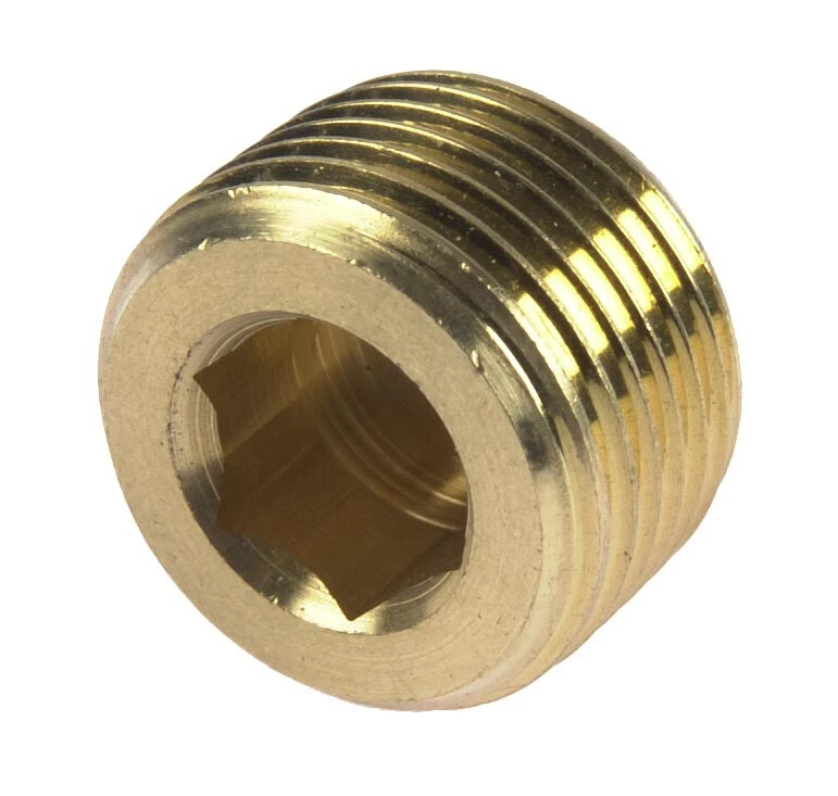 Brass Internal Hex Male Blanking Plug with BSPP, BSPT and NPT Threads