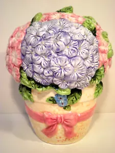 Large Hydrangea Flower Pot Candle Snowball Pink Purple 2 Piece Unlit Ceramic 7x6 - Picture 1 of 13