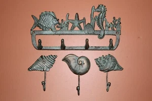 Nautical Escape, Muscheln, Fische, Seepferdchen, Seesterne, Badedeko, 4-teiliges Set - Bild 1 von 8