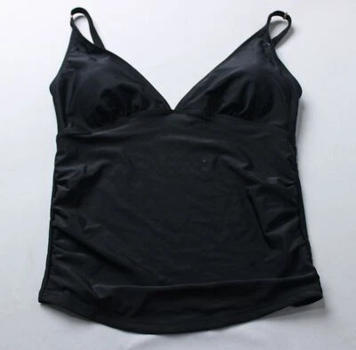 Nicole Miller Women's Adjustable V-Neck Solid Black Tankini Set NC3 Black Medium - Image 1 of 4