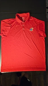 Kansas Jayhawks Adidas Climalite Polo Golf Shirt Mens 2XL Red Short Sleeve - Picture 1 of 9