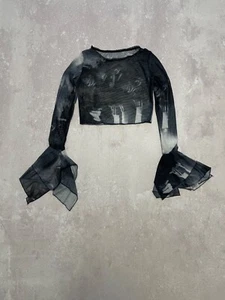 Top a rete gotico avanguardia maniche asimmetriche Y2K stile Save The Queen donna M - Foto 1 di 12