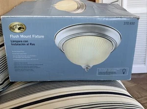 Ceiling LIght Flush Mount 2 Bulb Brushed Nickel Fixture Frosted Glass Dome - Picture 1 of 2