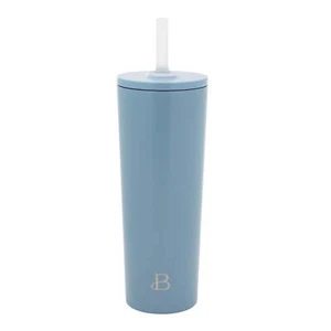 Beautiful 24oz No Drippy Sippy Stainless Steel Tumbler with Straw, Cornflower - Picture 1 of 6