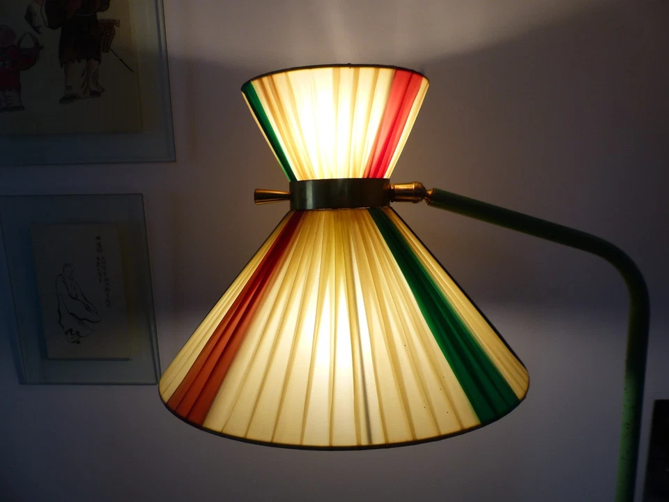 Lampadaire tripode DIABOLO de la Maison LUNEL des années 50 double éclairage - Photo 1/4