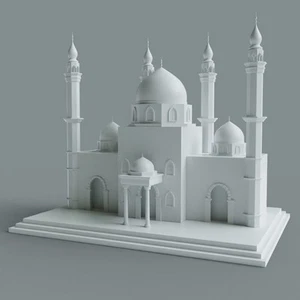 Masjid 3D Model mosque- 8 Inches (Stone Grey)  - Picture 1 of 4