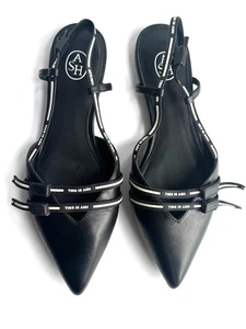 Sandalias planas de cuero negro con punta ASH zapatos con cordones EUR39 UK6 *EN MUY BUENA CONDICIÓN* £190 - Imagen 1 de 5