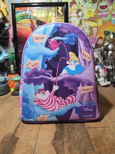Loungefly Disney Alice im Wunderland Alice & Cheshire Cat Mini Rucksack Neu mit Etikett - Bild 1 von 5