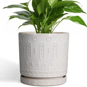 Ceramic Planter for Indoor Plants - 8 Inch Plant Pot Outdoor Flower Pot with ... - Picture 1 of 9
