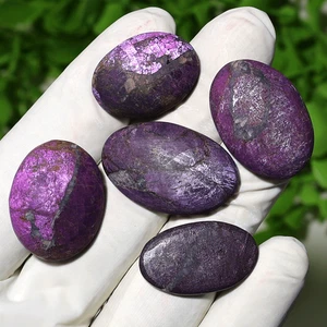 Piedra de Voz ~ 5 Piezas Piedras de Palma de Cristal Coleccionables Flash Terciopelo Purpurita Natural - Imagen 1 de 11