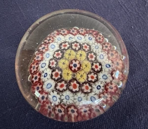 Vintage Millefiori Murano Glass Colored Paperweight Floral Design Heavy - Picture 1 of 8