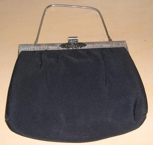 ANDE Vintage Black Cloth Purse / Handbag, 6 3/4" Tall, 8" Wide - Picture 1 of 1