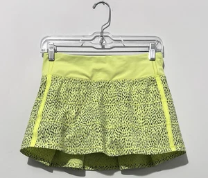 Lululemon Pace Rival Womens Skort II 4 Yellow Black Zip Pocket Skirt Shorts Logo - Picture 1 of 13