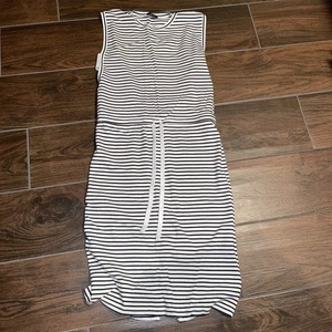 Theory Dress Women’s S/P pima cotton drawstring striped midi coastal Beach - Picture 1 of 12