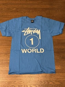 Camiseta Stussy Vintage World Love #1 Azul Rara Nueva DS 100% Auténtica Mediana - Imagen 1 de 4