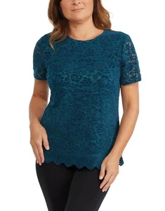 Teddi Rose Women's Lacy Keyhole Top (US, Alpha, Large, Regular, Regular, Blue) - Picture 1 of 4