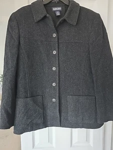 Land's End Blazer Sakko grau Lammwolle Größe 14 Knopfleiste Taschen gefüttert - Bild 1 von 8