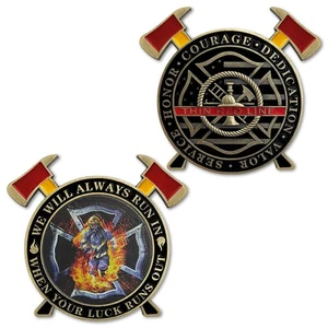 Firefighter Challenge Coin Thin Red Line Feuerwehrmünze - Bild 1 von 4