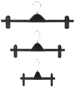 New Plastic Black Adjustable Clip Hangers Skirts Trouser Shorts Lot 10 20 50 100 - Picture 1 of 8