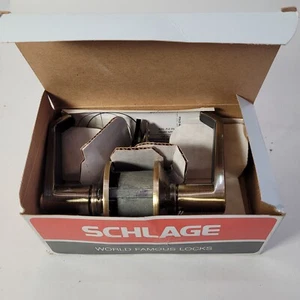 Schlage Privacy Locking Latch F40N 00 LEV 609 Antique Brass Lever Set Vtg NOS - Picture 1 of 7
