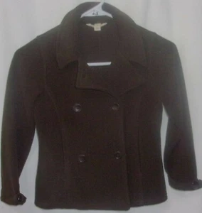 Girls size 6X Land's End, Choc. brown fleece, pea coat style all season jacket - Picture 1 of 5