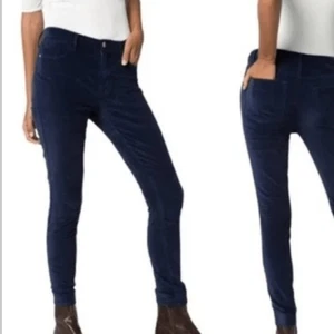Frame Denim le high skinny navy velvet pants size 31 Holiday Party office Goth - Picture 1 of 8