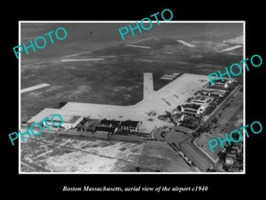 FOTO ANTIGUA TAMAÑO POSTAL DE BOSTON MASSACHUSETTS VISTA AÉREA DEL AEROPUERTO c1940 - Imagen 1 de 1