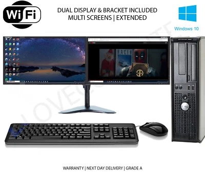 FULL DUAL SCREEN DUAL CORE DESKTOP TOWER PC&LCD,WIN 7/10 16GB 3TB or 240GB  - Image 1 of 4
