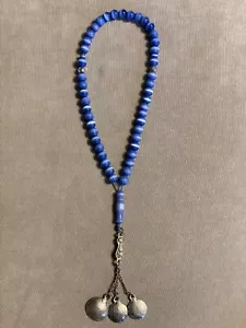 Syrische Islamische Gebetsperlen 33 Tasbih blau mit Metallquasten - Bild 1 von 2
