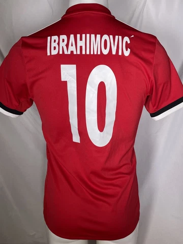 Zlatan Ibrahimovic #10 Manchester United 2017 Red Home Soccer Jersey Men's SMALL Cover