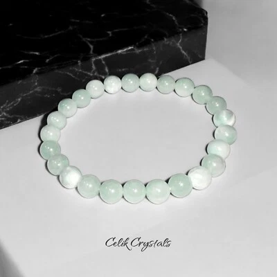 Larimar Bracelet Natural Stones 8mm Stretches Unisex Healing Bracelet - Image 1 of 4