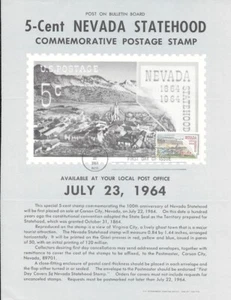 Póster de estampilla #1248 5c de la estadidad de Nevada - página de recuerdo no oficial doblada HC - Imagen 1 de 1
