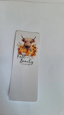 GLITZ AND GLAM BY TAM Lovely illustrated Highland Cow printed bookmark, Page Saver, Book Lover Gift