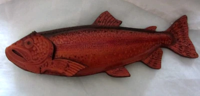 Handmade Leather Trout Fish Wall Sculpture by Lance Marshall Signed  12" Gift - Image 1 of 4
