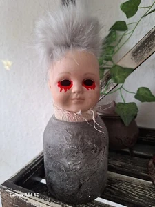 Creepy Porcelain Dolls Head Night Light. Gothic decor. Hauntedsoulsartdolls - Picture 1 of 20