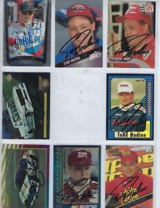 TODD BODINE 8 DIFFERENT SIGNED NASCAR RACING  CARD LOT - 1990 - 2000