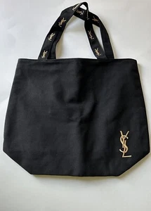 Black & Gold Embroidered Fabric Canvas Tote Bag - Picture 1 of 9