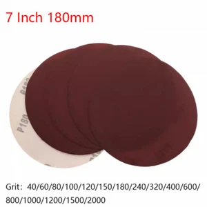 7 Inch 180mm Flocking Disc Red Sandpaper Hook and Loop 40/60/80/100-2000 Grit - Picture 1 of 4