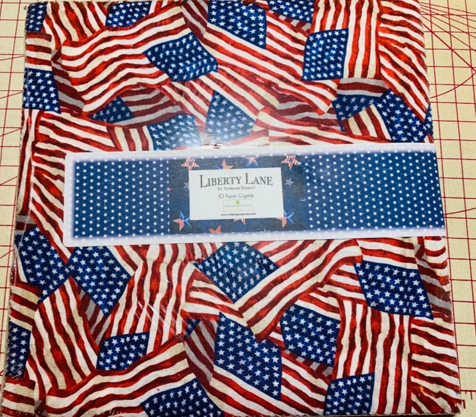 WILMINGTON FABRICS PATRIOTIC LIBERTY LANE Cotton Fabric Layer Cake 10" Sq's 42 - Image 1 of 3