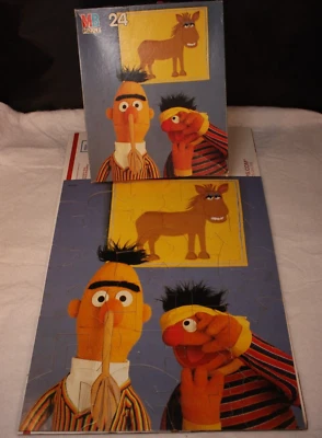 Vintage MB 1982 Sesame Street Muppets Bert & Ernie 24 Piece Puzzle Complete - Image 1 of 4