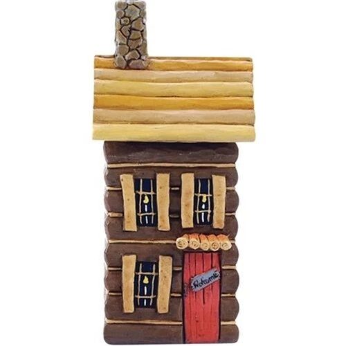 New Primitive Rustic MINIATURE LOG CABIN HOUSE FIGURE Resin Shelf Sitter 3" - Image 1 of 1