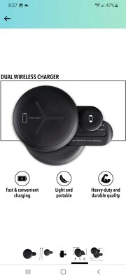 Cargador Inalámbrico QI Carga Doble Teléfono Compatible con Apple  Foto 1 de 4