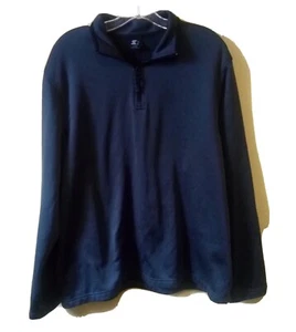 Starter Fleece Lined Jacket Pullover Warm Up Men's Size L Large Navy Zip Collar - Picture 1 of 4