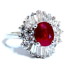 GIA Certified Burma Ruby 1.75ct Ballerina Cocktail Diamond ring 14kt - Picture 1 of 10
