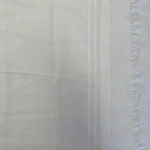 Vintage 80s Made in Japan Acrylic White Scarf White Border Fringe 30” Square EVC - Picture 1 of 3